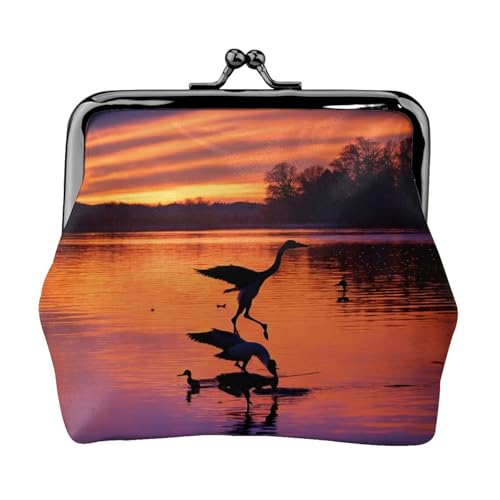 Jagd fliegende wilde Enten Druck Damen Mikrofaser Leder Kiss Lock Münzbörse Mini Geldbörse für Karten und Lippenstift von LJABCVNN