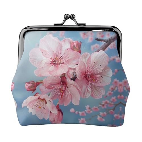 Japanische Kirschblüten Druck Damen Mikrofaser Leder Kiss Lock Münzbörse Mini Geldbörse für Karten und Lippenstift von LJABCVNN