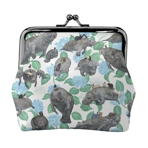 Kaninchen Manatees Print Damen Mikrofaser Leder Kiss Lock Münzbörse Mini Geldbörse für Karten und Lippenstift von LJABCVNN