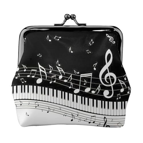 Klaviertasten mit Musiknoten Druck Damen Mikrofaser Leder Kiss Lock Münzbörse Mini Geldbörse für Karten und Lippenstift von LJABCVNN