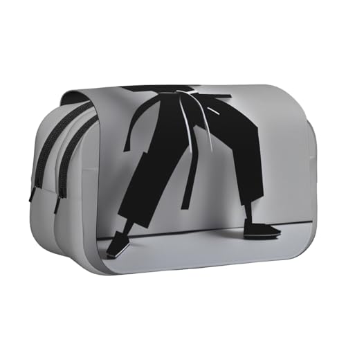 LJABCVNN Beeindruckendes Federmäppchen mit Karate-Männer-Druck, doppeltes Klapp-Federmäppchen, 2-lagiges Federmäppchen mit Reißverschlusstaschen, für Jungen und Mädchen von LJABCVNN