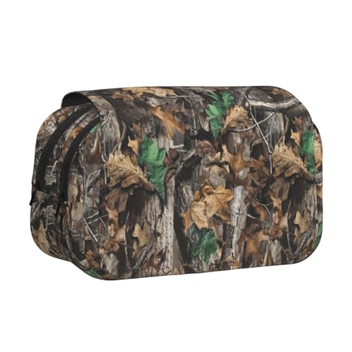 LJABCVNN Cold Tree Doppel-Klappetui mit Tarnmuster, 2-lagiges Federmäppchen mit Reißverschlusstaschen, für Jungen und Mädchen von LJABCVNN