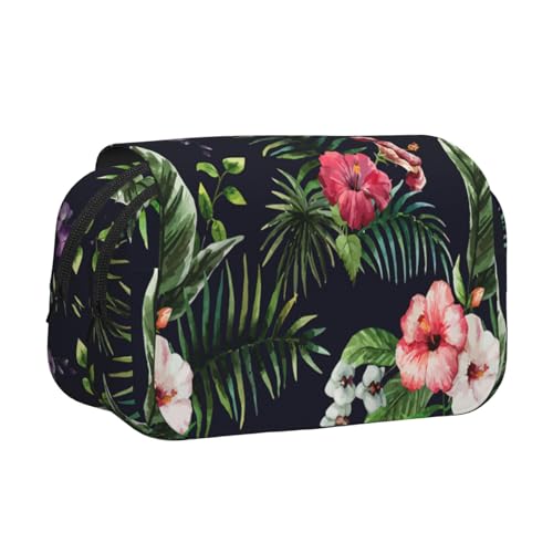 LJABCVNN Doppel-Klapp-Federmäppchen mit Blumenmuster, 2-lagiges Federmäppchen mit Reißverschlusstaschen, für Jungen und Mädchen von LJABCVNN