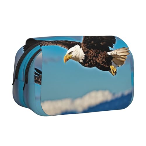 LJABCVNN Doppel-Klapp-Federmäppchen mit Flying Adler, 2-lagiges Federmäppchen mit Reißverschlusstaschen, für Jungen und Mädchen von LJABCVNN