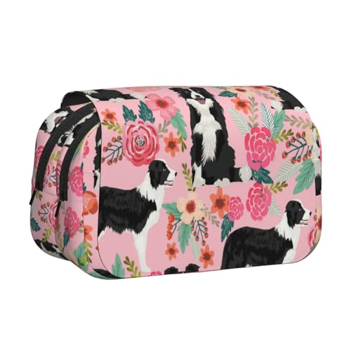 LJABCVNN Doppel-Klapp-Federmäppchen mit Hundemotiv, 2-lagiges Federmäppchen mit Reißverschlusstaschen, für Jungen und Mädchen von LJABCVNN