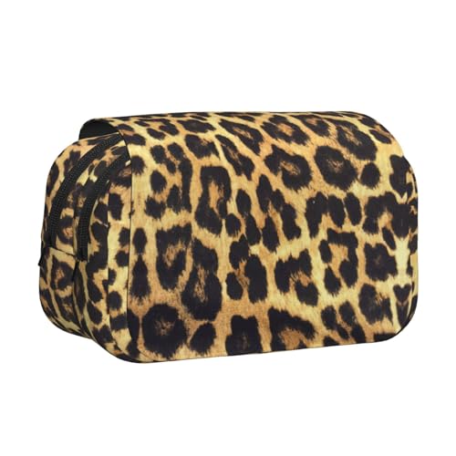 LJABCVNN Doppel-Klapp-Federmäppchen mit Leopardenmuster, 2-lagiges Federmäppchen mit Reißverschlusstaschen, für Jungen und Mädchen von LJABCVNN