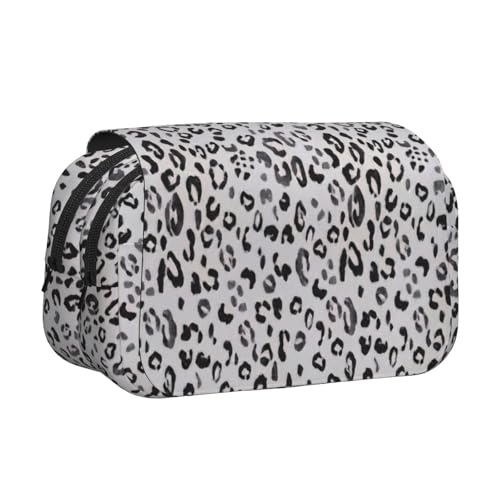 LJABCVNN Doppel-Klapp-Federmäppchen mit Leopardenmuster, 2-lagiges Federmäppchen mit Reißverschlusstaschen, für Jungen und Mädchen von LJABCVNN