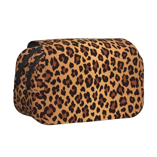 LJABCVNN Doppel-Klapp-Federmäppchen mit Leopardenmuster, 2-lagiges Federmäppchen mit Reißverschlusstaschen, für Jungen und Mädchen von LJABCVNN