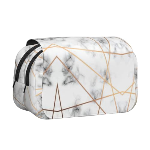 LJABCVNN Doppel-Klapp-Federmäppchen mit Marmoriertextur, 2-lagiges Federmäppchen mit Reißverschlusstaschen, für Jungen und Mädchen von LJABCVNN