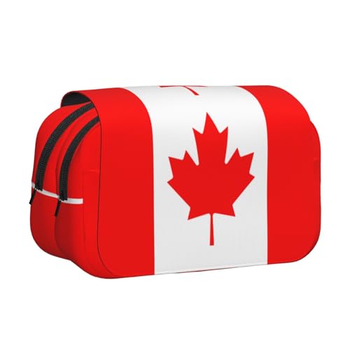 LJABCVNN Doppel-Klappetui mit kanadischer Flagge, 2-lagiges Federmäppchen mit Reißverschlusstaschen, für Jungen und Mädchen von LJABCVNN