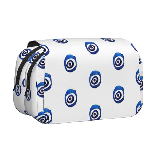 LJABCVNN Evil Eyes. Bedrucktes doppeltes Klapp-Federmäppchen, 2-lagiges Federmäppchen mit Reißverschlusstaschen, für Jungen und Mädchen von LJABCVNN