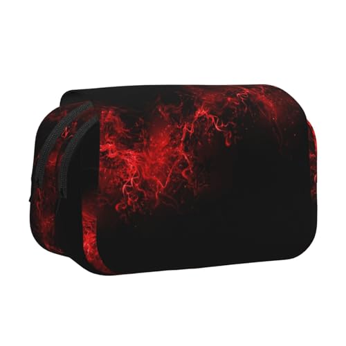 LJABCVNN Explosion Burst Federmäppchen mit doppeltem Klappetui, 2-lagiges Federmäppchen mit Reißverschlusstaschen, für Jungen und Mädchen, Rot / Schwarz von LJABCVNN