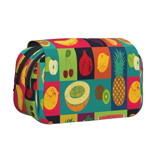 LJABCVNN Federmäppchen, 2-lagiges Federmäppchen mit Obstdruck, mit Reißverschlusstaschen, für Jungen und Mädchen von LJABCVNN