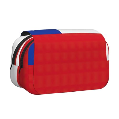 LJABCVNN Federmäppchen, Motiv: Flagge von Chile, doppeltes Klappetui, 2-lagiges Federmäppchen mit Reißverschlusstaschen, für Jungen und Mädchen von LJABCVNN