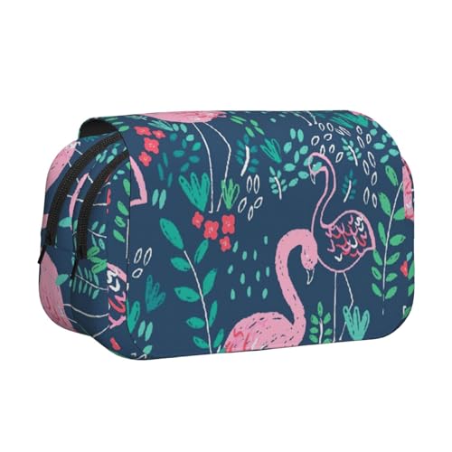 LJABCVNN Federmäppchen mit Blumen-Schwanen-Druck, doppeltes Klappetui, 2-lagiges Federmäppchen mit Reißverschlusstaschen, für Jungen und Mädchen von LJABCVNN