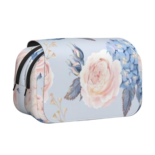 LJABCVNN Federmäppchen mit Blumenmuster, doppeltes Klappetui, 2-lagiges Federmäppchen mit Reißverschlusstaschen, für Jungen und Mädchen von LJABCVNN