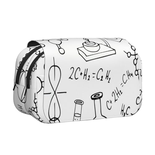 LJABCVNN Federmäppchen mit Chemie-Druck, doppeltes Klappetui, 2-lagiges Federmäppchen mit Reißverschlusstaschen, für Jungen und Mädchen von LJABCVNN