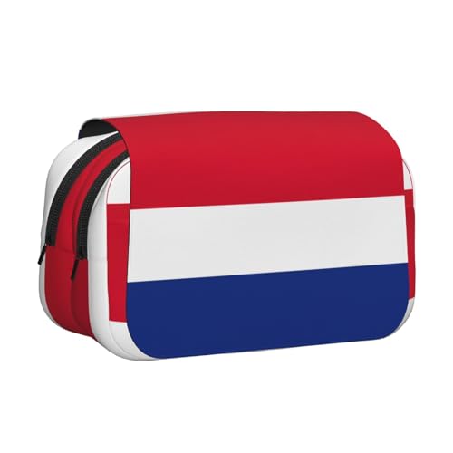 LJABCVNN Federmäppchen mit Flaggenmotiv von Costa Rica, doppeltes Klappetui, 2-lagiges Federmäppchen mit Reißverschlusstaschen, für Jungen und Mädchen von LJABCVNN