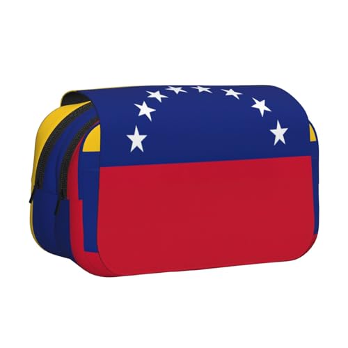 LJABCVNN Federmäppchen mit Flaggenmotiv von Venezuela, doppeltes Klappetui, 2-lagiges Federmäppchen mit Reißverschlusstaschen, für Jungen und Mädchen von LJABCVNN