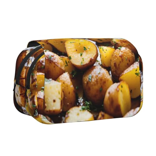 LJABCVNN Federmäppchen mit Gartenkartoffel-Druck, doppeltes Klappetui, 2-lagiges Federmäppchen mit Reißverschlusstaschen, für Jungen und Mädchen von LJABCVNN