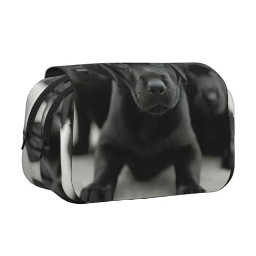 LJABCVNN Federmäppchen mit Hunde-Aufdruck, doppeltes Klappetui, 2-lagiges Federmäppchen mit Reißverschlusstaschen, für Jungen und Mädchen von LJABCVNN