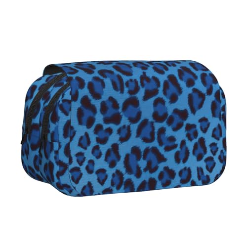 LJABCVNN Federmäppchen mit Leopardenmuster, doppeltes Klappetui, 2-lagiges Federmäppchen mit Reißverschlusstaschen, für Jungen und Mädchen von LJABCVNN