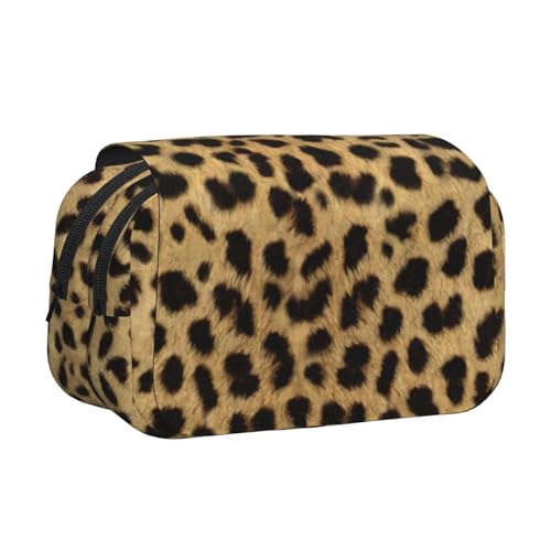 LJABCVNN Federmäppchen mit Leopardenmuster, doppeltes Klappetui, 2-lagiges Federmäppchen mit Reißverschlusstaschen, für Jungen und Mädchen von LJABCVNN