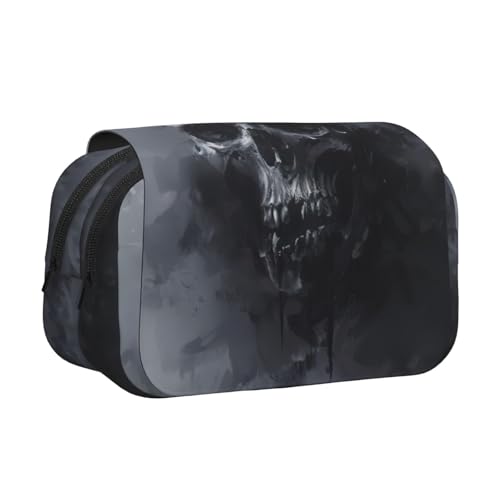 LJABCVNN Federmäppchen mit Totenkopf-Motiv, 2-lagiges Federmäppchen mit Reißverschlusstaschen, für Jungen und Mädchen von LJABCVNN