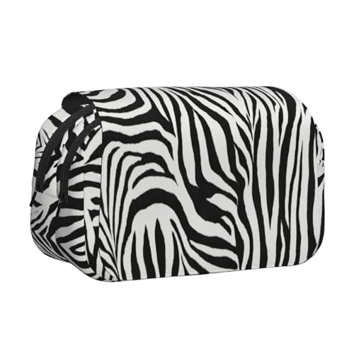 LJABCVNN Federmäppchen mit Zebramuster, doppeltes Klappetui, 2-lagiges Federmäppchen mit Reißverschlusstaschen, für Jungen und Mädchen von LJABCVNN