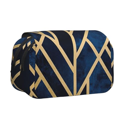 LJABCVNN Federmäppchen mit abstraktem geometrischem Druck, doppeltes Klappetui, 2-lagiges Federmäppchen mit Reißverschlusstaschen, für Jungen und Mädchen von LJABCVNN