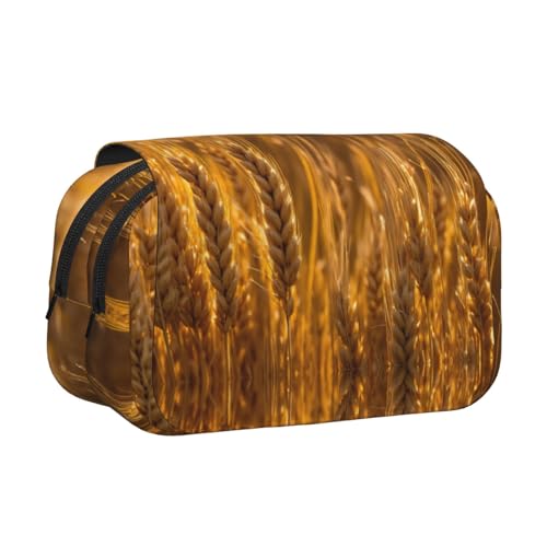 LJABCVNN Federmäppchen mit doppeltem Klappetui, 2-lagiges Federmäppchen mit Reißverschlusstaschen, Weizenfelddruck, für Jungen und Mädchen von LJABCVNN