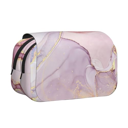 LJABCVNN Federmäppchen mit doppeltem Klappetui, 2-lagiges Federmäppchen mit Reißverschlusstaschen, für Jungen und Mädchen, Lila und goldfarben von LJABCVNN