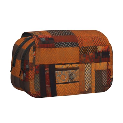 LJABCVNN Federmäppchen mit doppeltem Klappetui, afrikanisches Textil, Patchwork-Druck, 2-lagiges Federmäppchen mit Reißverschlusstaschen, für Jungen und Mädchen von LJABCVNN