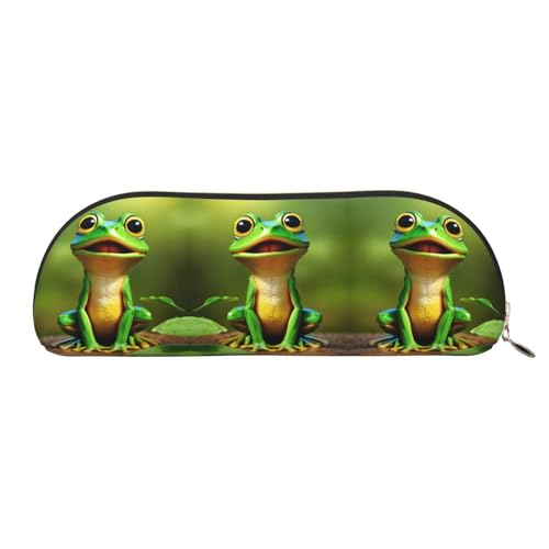 LJABCVNN Federmäppchen mit grünem Froschdruck für Jungen und Mädchen, für Schule, Büro, Reisen, Schulanfang, gold, Einheitsgröße, Koffer von LJABCVNN