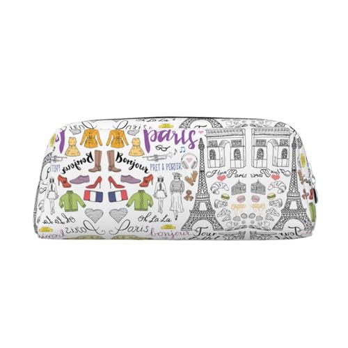 LJABCVNN Französische Paris Tour Eiffelturm Print Ledertasche mit Reißverschluss, Aufbewahrungstasche, Make-up-Organizer für Büro und den täglichen Gebrauch, silber, Einheitsgröße, Koffer von LJABCVNN