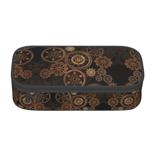 LJABCVNN Gears Clock Multifunktionales Federmäppchen, Schreibwaren-Organizer-Box für Damen und Herren, Bronze, Century-Print von LJABCVNN