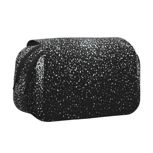 LJABCVNN Glänzendes silberfarbenes Glitzer-Druck-Federmäppchen, 2-lagiges Federmäppchen mit Reißverschlusstaschen, für Jungen und Mädchen von LJABCVNN