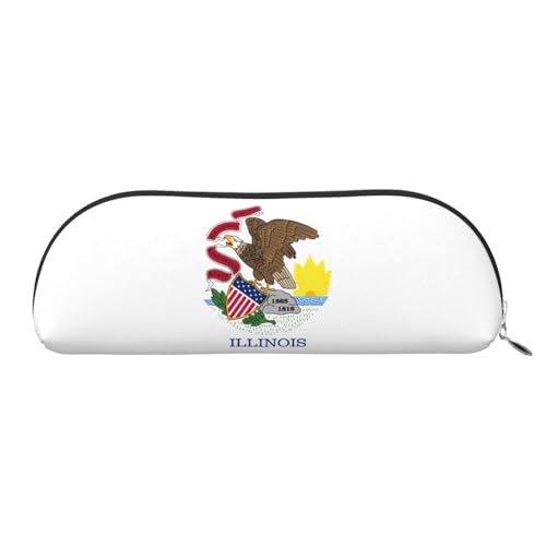 LJABCVNN Illinois Federmäppchen mit Staatsflaggen-Druck, für Jungen und Mädchen, für Schule, Büro, Reisen, Geschenk zum Schulanfang, silber, Einheitsgröße, Koffer von LJABCVNN