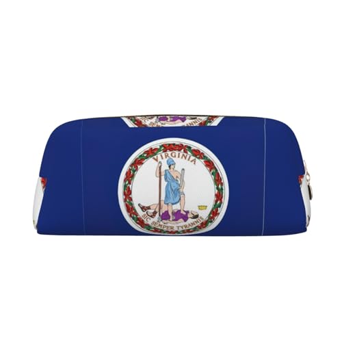 LJABCVNN Ledertasche mit Virginia State Flag Print mit Reißverschluss, Aufbewahrungstasche, Make-up-Organizer für Büro und den täglichen Gebrauch, gold, Einheitsgröße, Koffer von LJABCVNN