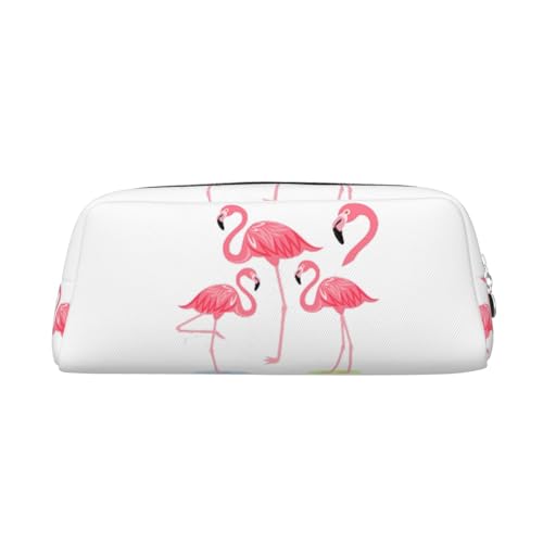 LJABCVNN Ledertasche mit vier Flamingo-Muster und Reißverschluss, Aufbewahrungstasche, Make-up-Organizer für Büro und den täglichen Gebrauch, silber, Einheitsgröße, Koffer von LJABCVNN