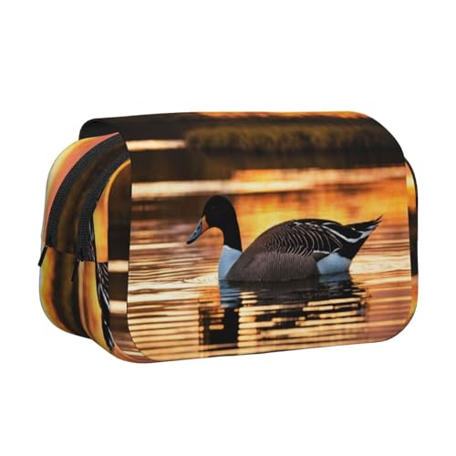 LJABCVNN Loon Nature Federmäppchen mit Vogelmotiv, doppeltes Klappetui, 2-lagiges Federmäppchen mit Reißverschlusstaschen, für Jungen und Mädchen von LJABCVNN