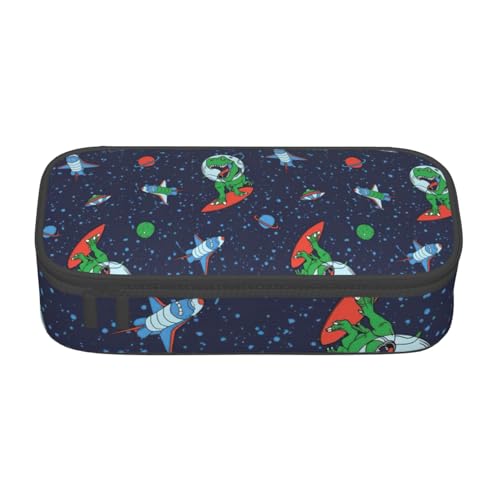 LJABCVNN Lustiges Multifunktions-Federmäppchen mit Astronauten-Dinosaurier-Raketen-Druck, Schreibwaren-Organizer-Box für Männer und Frauen von LJABCVNN