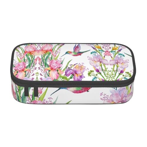 LJABCVNN Multifunktionales Federmäppchen, Motiv: Garten mit Vögeln und Blumen, Schreibwaren-Organizer-Box für Damen und Herren von LJABCVNN