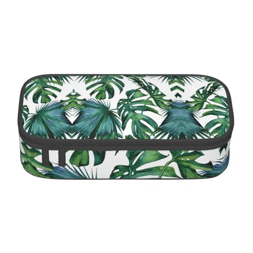 LJABCVNN Multifunktionales Federmäppchen, Motiv: grüne Bananenblätter, Schreibwaren-Organizer-Box für Damen und Herren von LJABCVNN