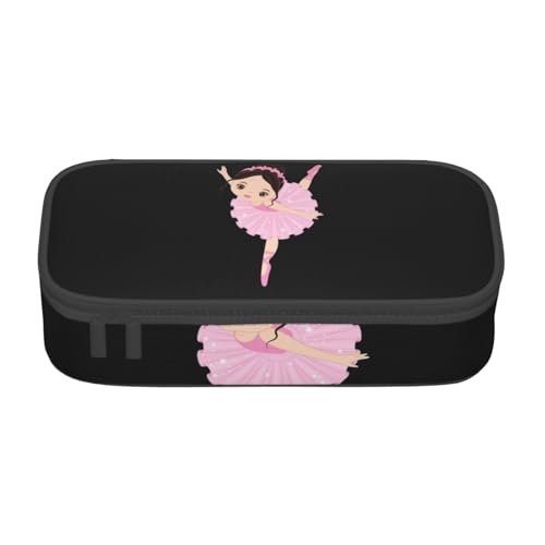 LJABCVNN Multifunktionales Federmäppchen, Motiv: kleine Ballerina mit tanzendem Mädchen, Schreibwaren-Organizer-Box für Damen und Herren von LJABCVNN