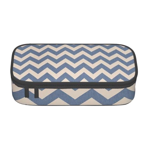 LJABCVNN Multifunktionales Federmäppchen, Schreibwaren-Organizer-Box für Damen und Herren, Blau / Beige gestreift von LJABCVNN