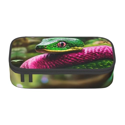 LJABCVNN Multifunktionales Federmäppchen, Schreibwaren-Organizer-Box für Damen und Herren, mit Schlangenmuster, Grün von LJABCVNN