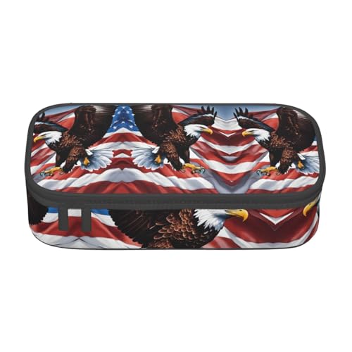 LJABCVNN Multifunktionales Federmäppchen mit Adler und USA-Flagge, Schreibwaren-Organizer-Box für Damen und Herren LJABCVNN Multifunktionales Federmäppchen mit Adler und USA-Flagge, Schreibwaren-Organizer-Box für Damen und Herren von LJABCVNN