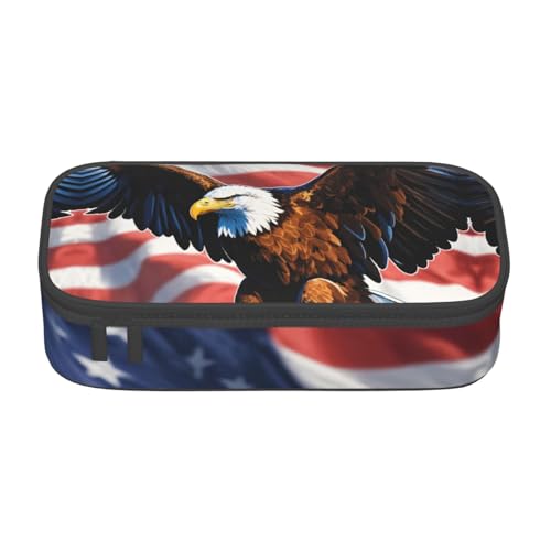 LJABCVNN Multifunktionales Federmäppchen mit Adler und USA-Flagge, Schreibwaren-Organizer-Box für Damen und Herren LJABCVNN Multifunktionales Federmäppchen mit Adler und USA-Flagge, Schreibwaren-Organizer-Box für Damen und Herren von LJABCVNN