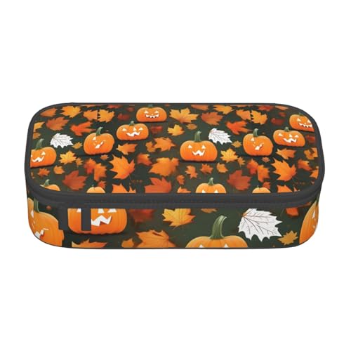 LJABCVNN Multifunktionales Federmäppchen mit Aufschrift "Happy Thanksgiving Day", Kürbis-Druck, Schreibwaren-Organizer-Box für Damen und Herren von LJABCVNN